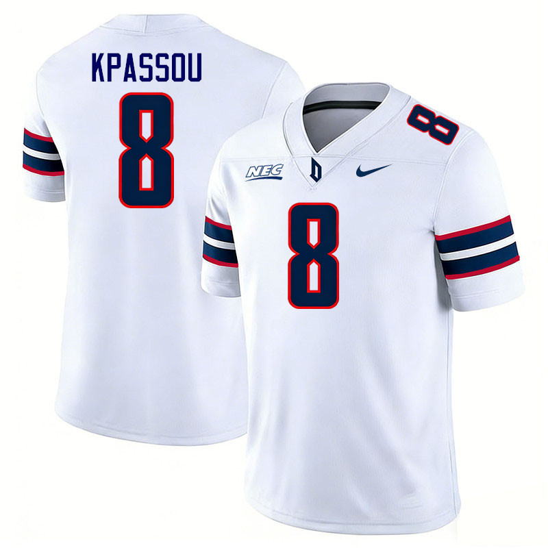 Duquesne Dukes #8 Joel Kpassou College Football Jerseys,Uniforms Stitched-White